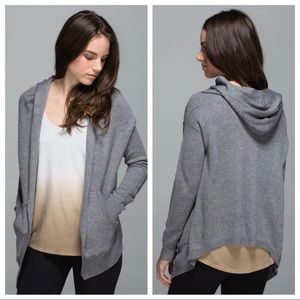 lululemon - cashmere cabin yogi wrap cardigan sweater hooded thin knit